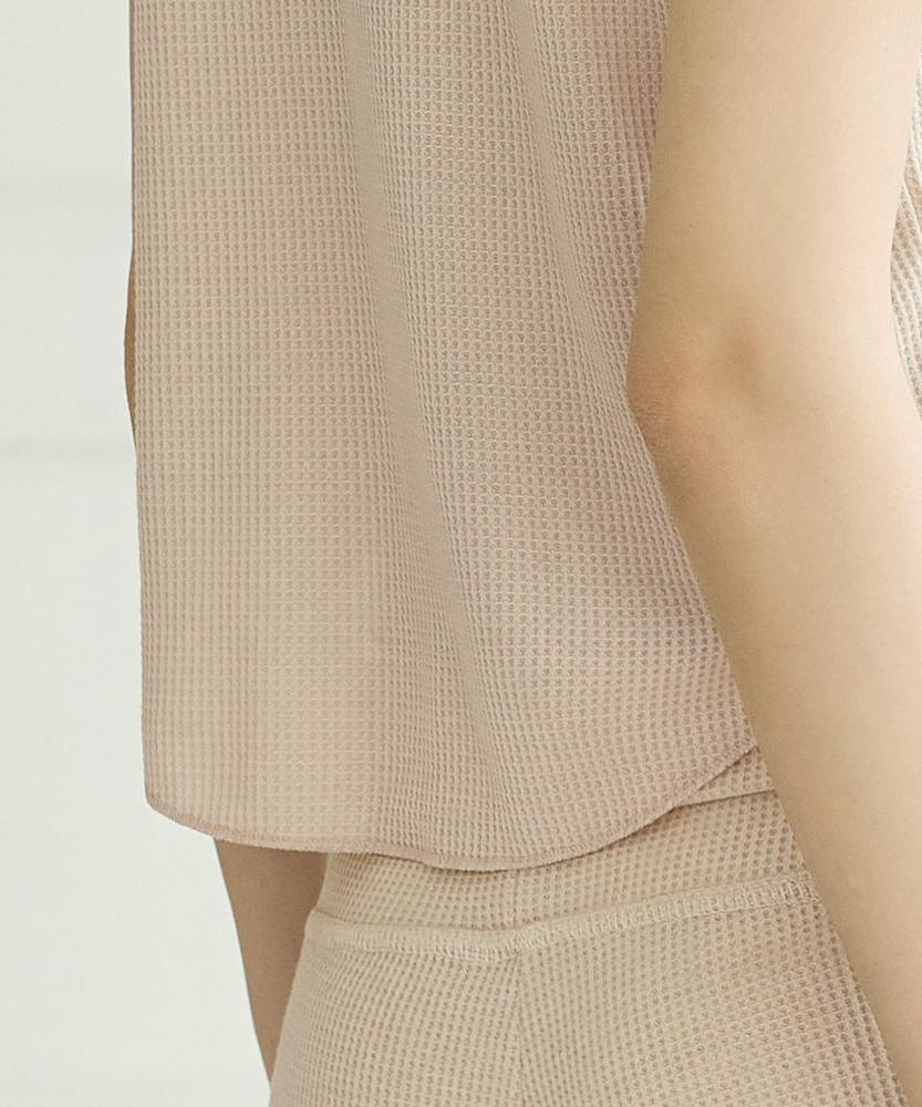 Debiweeo Mellow Waffle Crop Top Devi-T0157-Beige