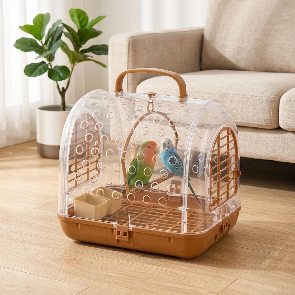 Plastic Parrot & Cockatiel Outdoor Portable Bird Cage with Warm-Keeping Carry-On Travel Bag