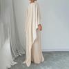 Women's Pleated Flowy Maxi Dress Split Cape Sleeve Formal Wedding Guest Dress Cocktail Evening Party Long Dress