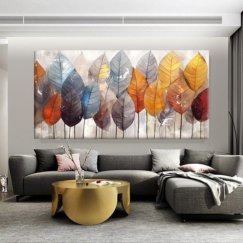 Abstract Colorful Leaves Canvas Painting Tree Posters Landscape Forest Wall Art for Living Room Wall Decoration Unframed