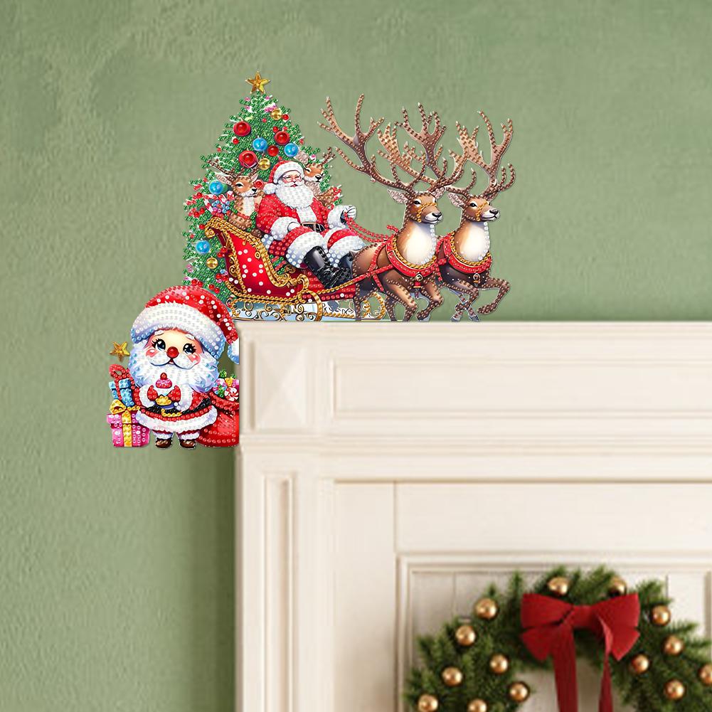 DIY Weihnachten Diamantmalerei Holz Türanhänger Dekoration für Feiend Geschenke (Elch)