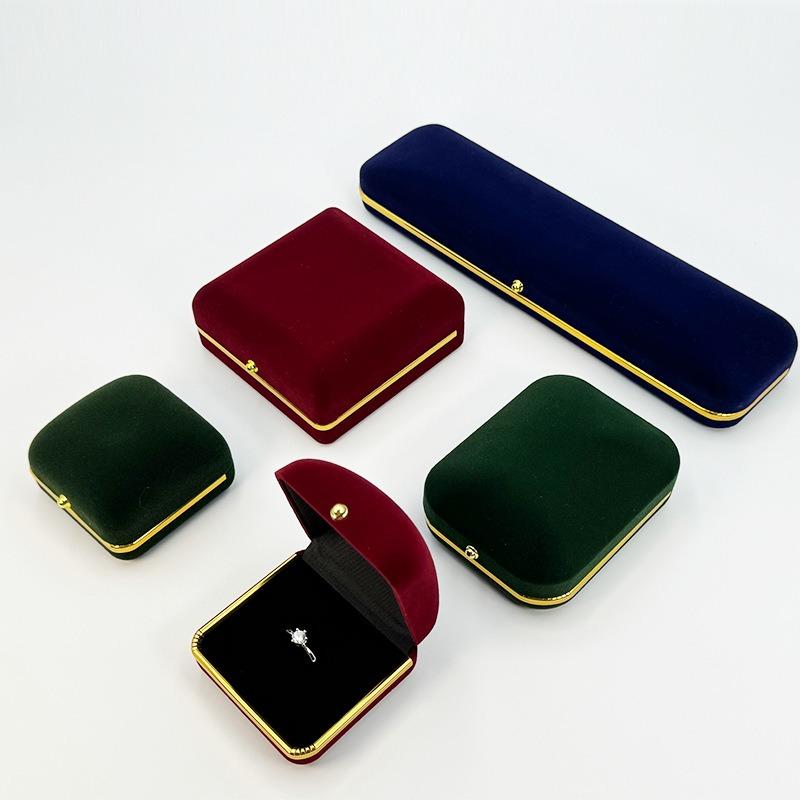 Xuhui gold edge velvet flocking cloth ring box pure color earring jewelry storage box jewelry jewelry packaging box