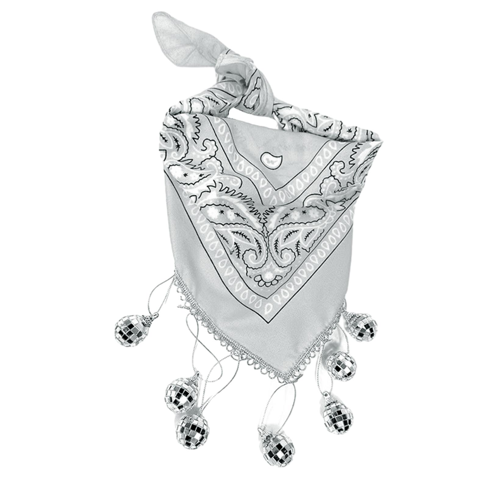 

Glittering Fringed Disco Bandana Cowgirl Costume Accessories for Bachelorette Party Cowboy Bandana Bridal Party Suit белый