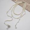 Asymmetric Three-Layer Pearl Sweater Chain Necklace Women'S French Style Multi-Layer High-End Clavicle Necklace