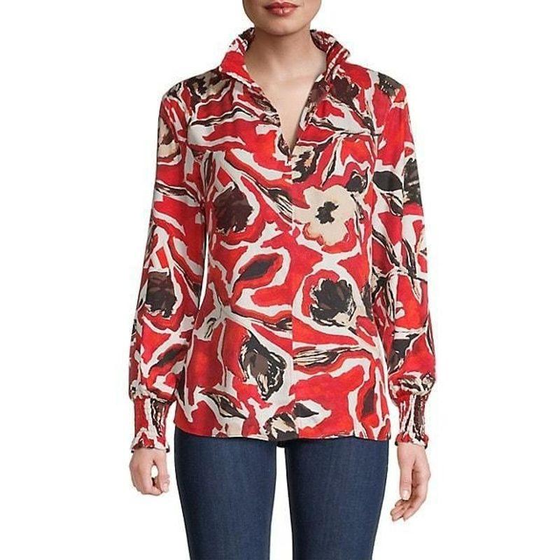 

Woven Wood Tencel Shirt Classical Top 23 Spring Pullover Safflower + black and white PP