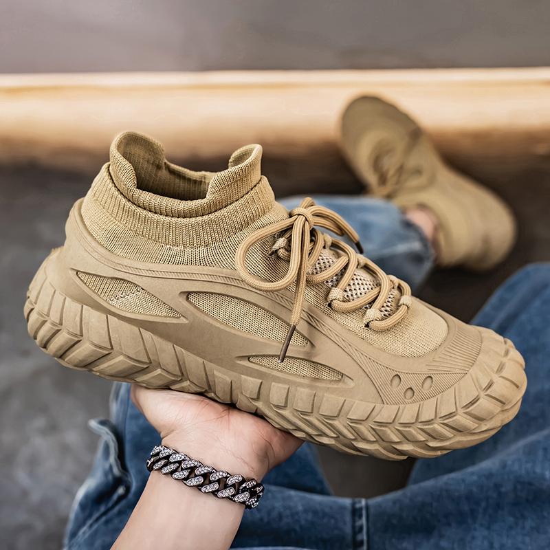 Fashion Casual Trendy Men's Shoes 2025 Knitted Breathable Lazy Shoes One Step Causal Outdoor Shoes Round Toe PVC Sole Non-Lace Up