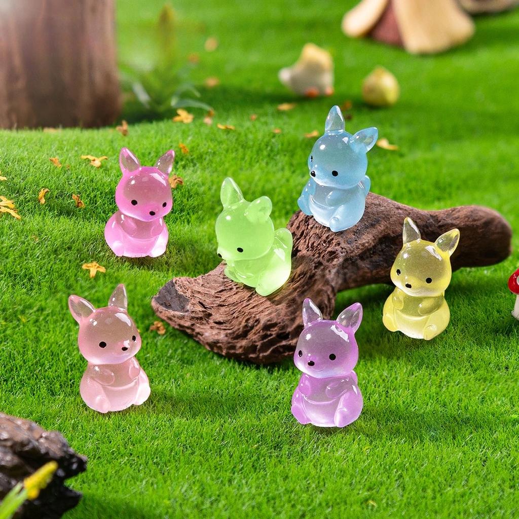 50Pc/Set Mini Luminous Kangaroo Ornaments Cute Resin Figurines Micro Landscape Decoration Desktop Ornament Diy Car Ornament