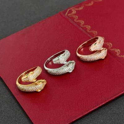 Tříbarevný dvojhlavý leopardí prsten s diamanty pro každodenní nošení Vynikající řemeslné zpracování pro muže a ženy Dárky pro muže a ženy Dárek k narozeninám