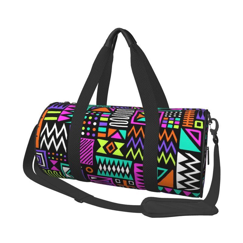 

African Bogolan Travel Duffel Bag Africa Ethnic Tribal Art Lightweight Fitness Bags Portable Waterproof Sport Gym Yoga Bags