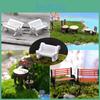 Miniature Garden Bench Set Durable Resin White Chair And Brown Table Micro Landscape Decor