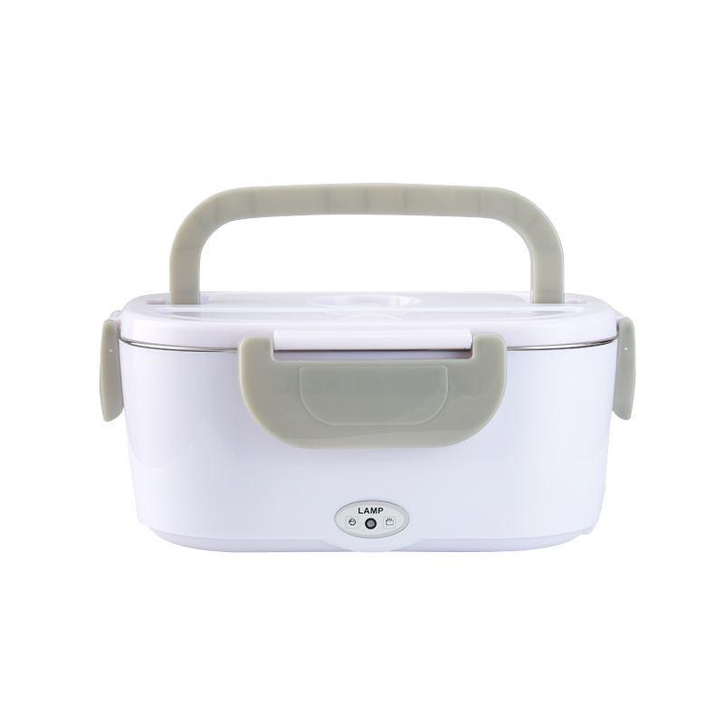 Portable 2-in-1 Electric Heating Lunch Box with Car Adapter, Stainless Steel & Plastic, Insulated for Home & Travel.