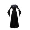 Women's Halloween Witch Costume Dress with Hooded Skeleton Print for Stage Performance