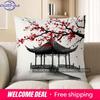 Home Decor Red Plum Blossom Pattern Throw Pillow Cover Pattern Cushion Cover Suitable For Sofa Bedroom Car Pillow Cover