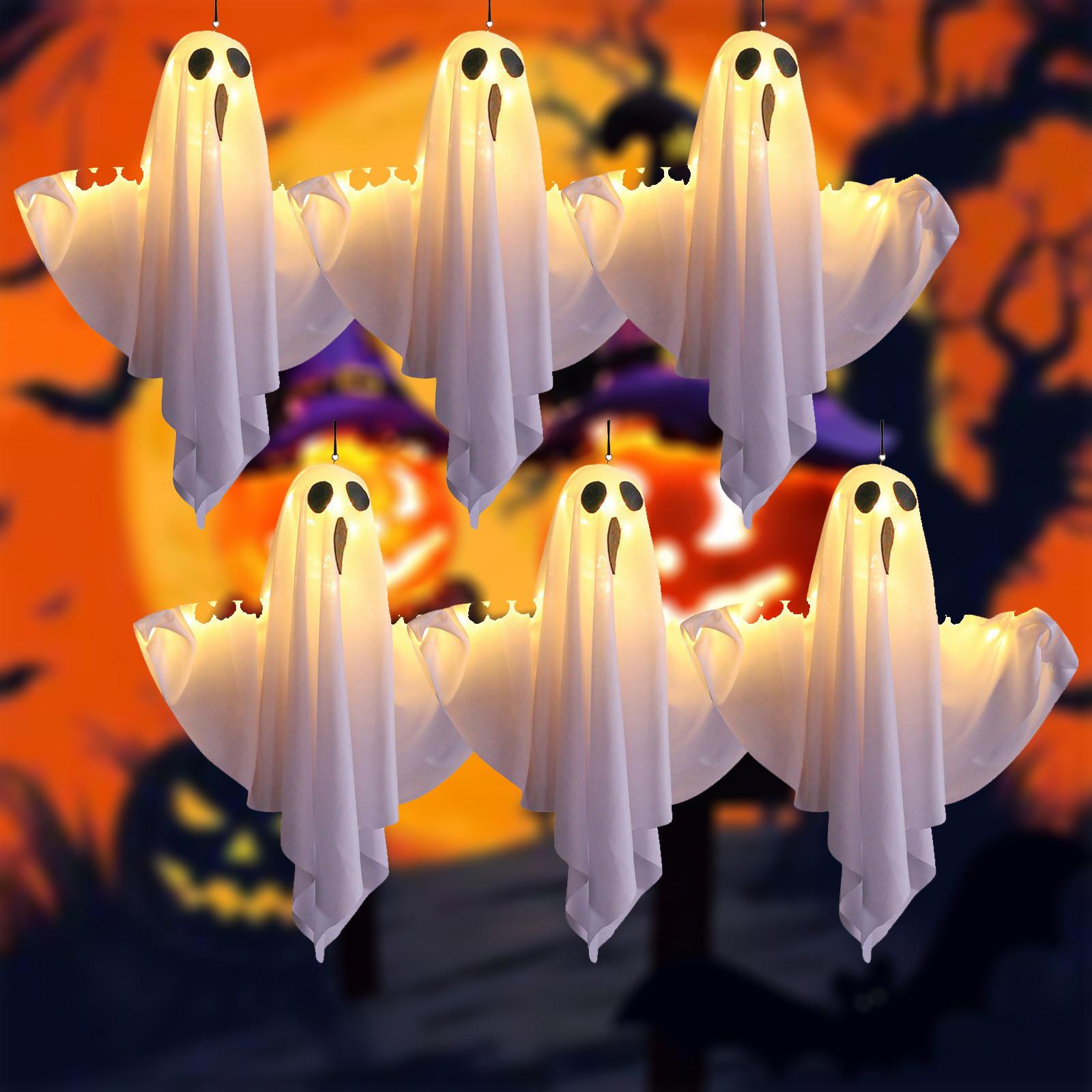 

Набор из 6 подвесных светильников для украшения на Хэллоуин на открытом воздухе, светящееся парящее украшение ужасов, водонепроницаемые солнечные уличные светильники на Хэллоуин для патио One Size