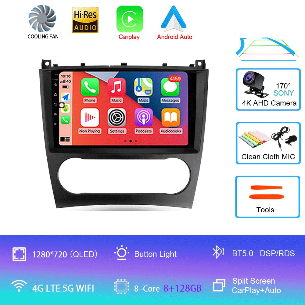 Radio auto Android 14 Carplay pentru Benz W203 W209 C180 C200 C220 C230 2004 - 2011, navigație GPS, player multimedia, wifi + 4G BT Auto
