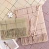 Winter Plaid Scarf for Women Korean Style Commuting Cold Proof Scarf Extended Style Elegant Warm Shawl Plaid Scarf