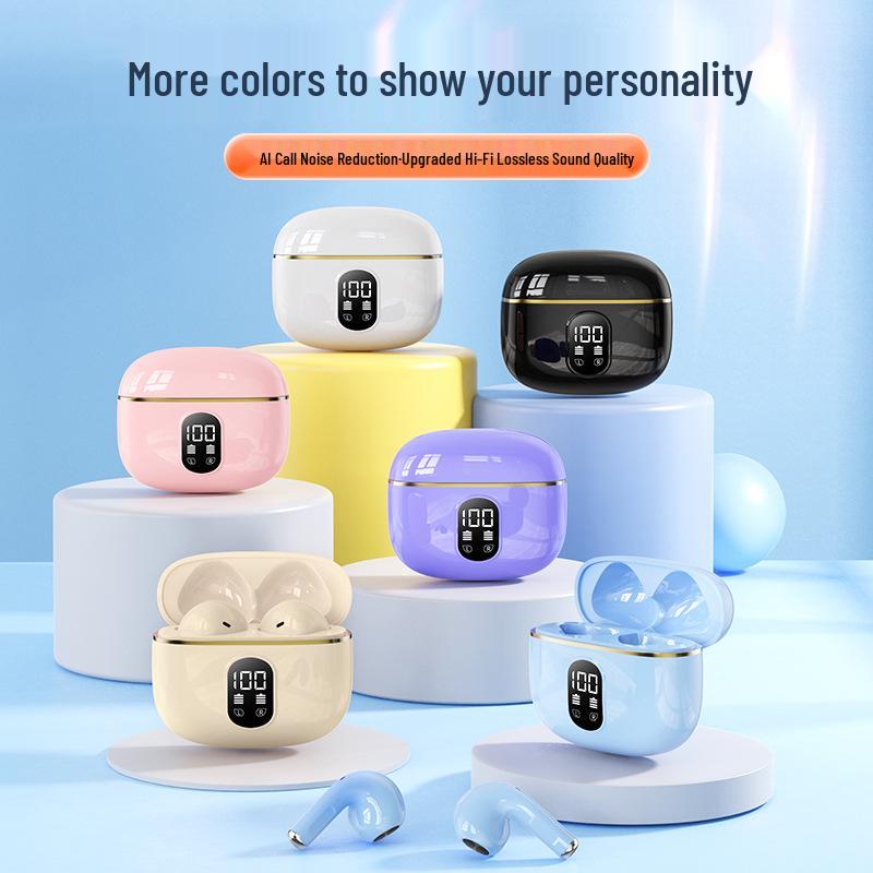 

X87 TWS Полностью беспроводная Bluetooth-гарнитура-вкладыш со стереозвуком и цифровым дисплеем заряда батареи Purple