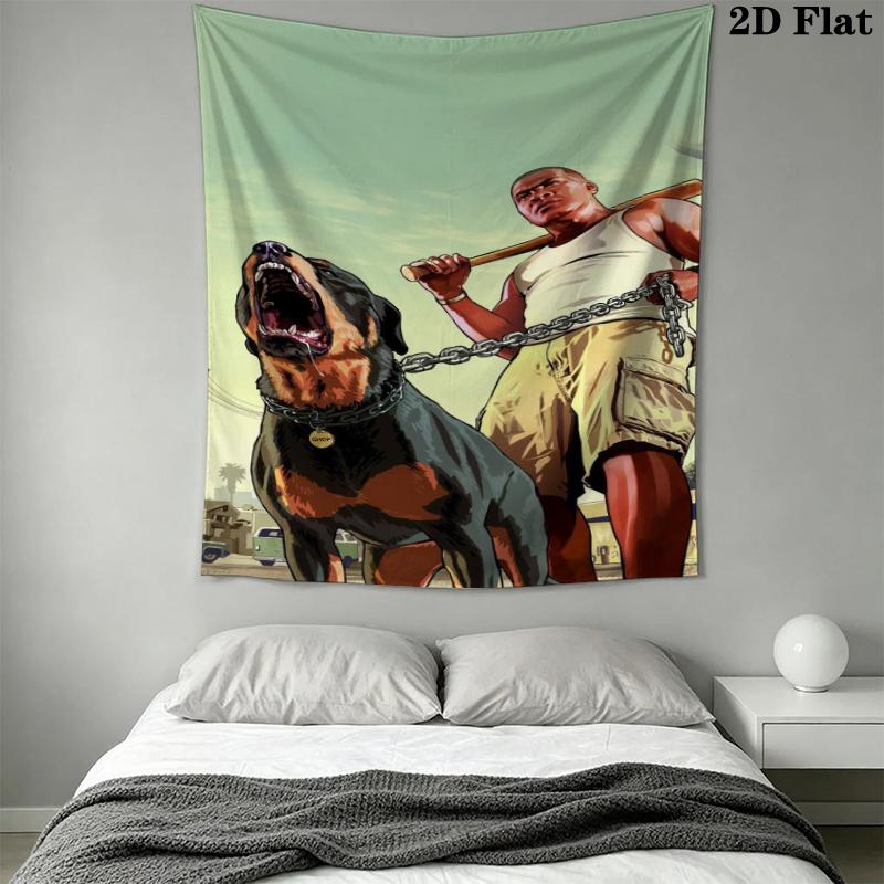 Grand Theft Auto Wall Tapestry Aesthetic Wall Hanging Printed Fabric Blanket Decorative Tapestries for Bedroom Living Room Home Decor