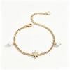 Non Tarnish Gold plate Bracelet Gold Plated Stackable for Women, Thin Herringbone Chain pearl star Jewelry Gift