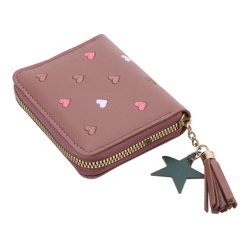 

Женский модный кошелек, мини-держатель для кредитных карт, зажим для денег, короткий милый маленький кошелек для монет One Size темно-розовый