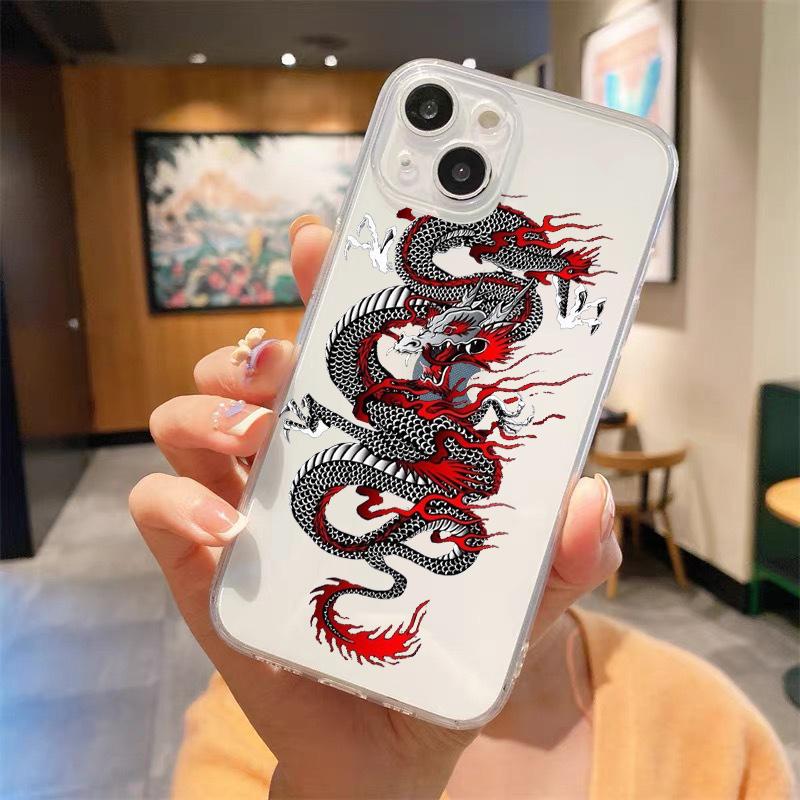 

Модний прозорий чохол для телефону Dragon для iPhone 14 13 11 12 Pro Max X XR XS 7 8 Plus SE М’який силіконовий чохол Luxury Coque Funda Capa iPhone XS Max