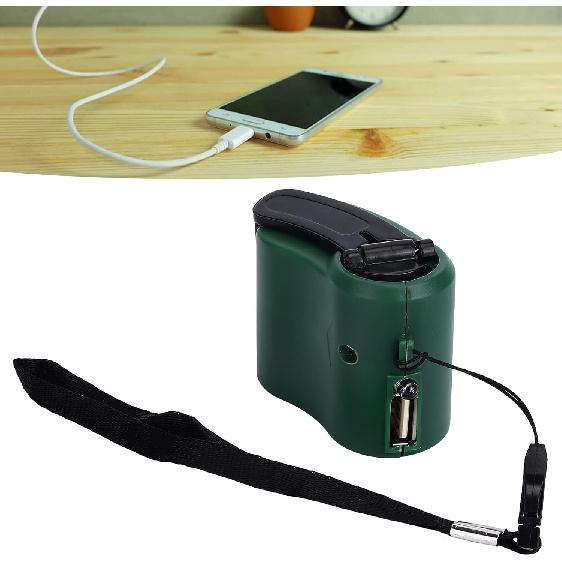 USB Hand Crank Portable Cell Phone Charger with LED Light - 5V Output for Hiking, Camping, Emergency