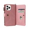 Applicable iPhone16 Leather Case 17Plus Skin Sense Scrub 15 Card Zipper Wallet Case Google 9Pro Solid Color