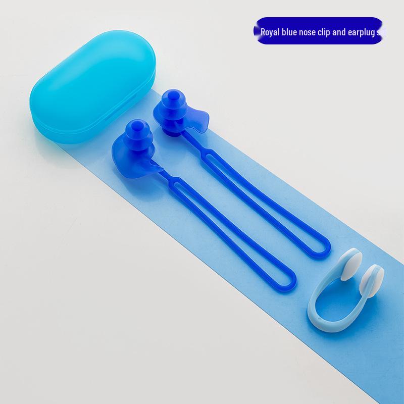 3-Layer Waterproof Silicone Swimming Earplugs & Nose Clip Set with Anti-Drop Cord