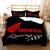 HRC-H-Hondas Motorrad Logo Bettbezug Bettdecke Bettwäsche-Sets Weiche Steppdeckenhülle und Kissenbezüge für Jugendliche Einzel-/Doppel-/Q-Queens-/King