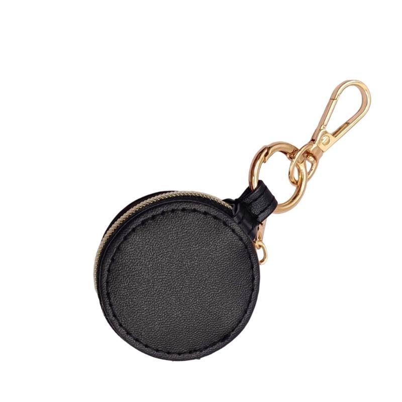 Simple Portable Mini Leather PU Jewelry Box Keychain Travel Bag Charm Pendant Earring Ring Storage Box Key Chain Accessories