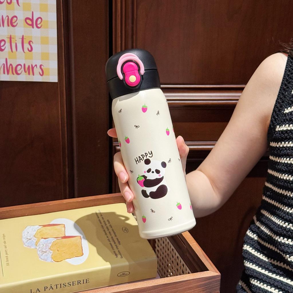 Dröm dubbel drickkopp dubbel drickning med vinden termoskopp kvinnlig söt student rostfritt stål vattenkopp med sugrör direkt drickning