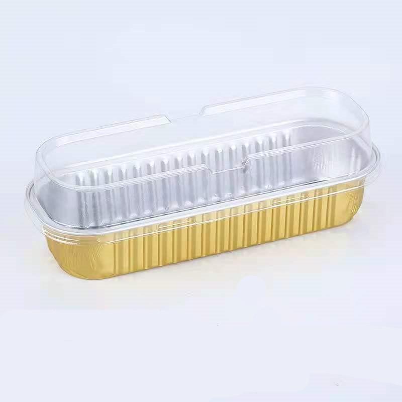 50Pcs Rectangular Baking Cups with Lids 200ml Aluminum Foil Ramekins Pan Dessert Cupcake Containers Wrappers for Party Wedding