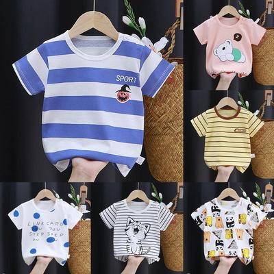 Kinder süße Baumwolle Kurzarm T-Shirt Tops Kinder Kleidung Baby Kleidung Cartoon Pullover