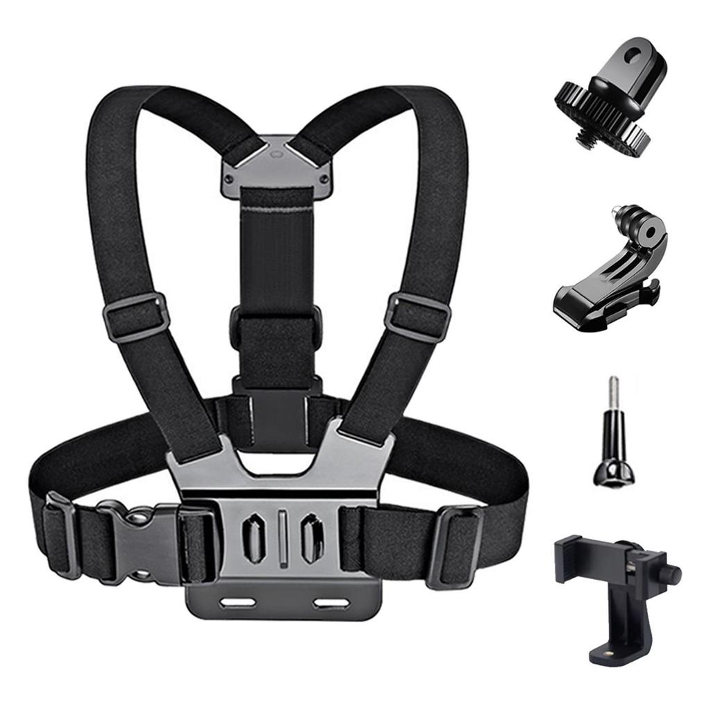 "GoPro/DJI Osmo Sports Camera 5-Piece Set: Chest & Shoulder Straps, Small Ant & Mountain Dog Mounts"
