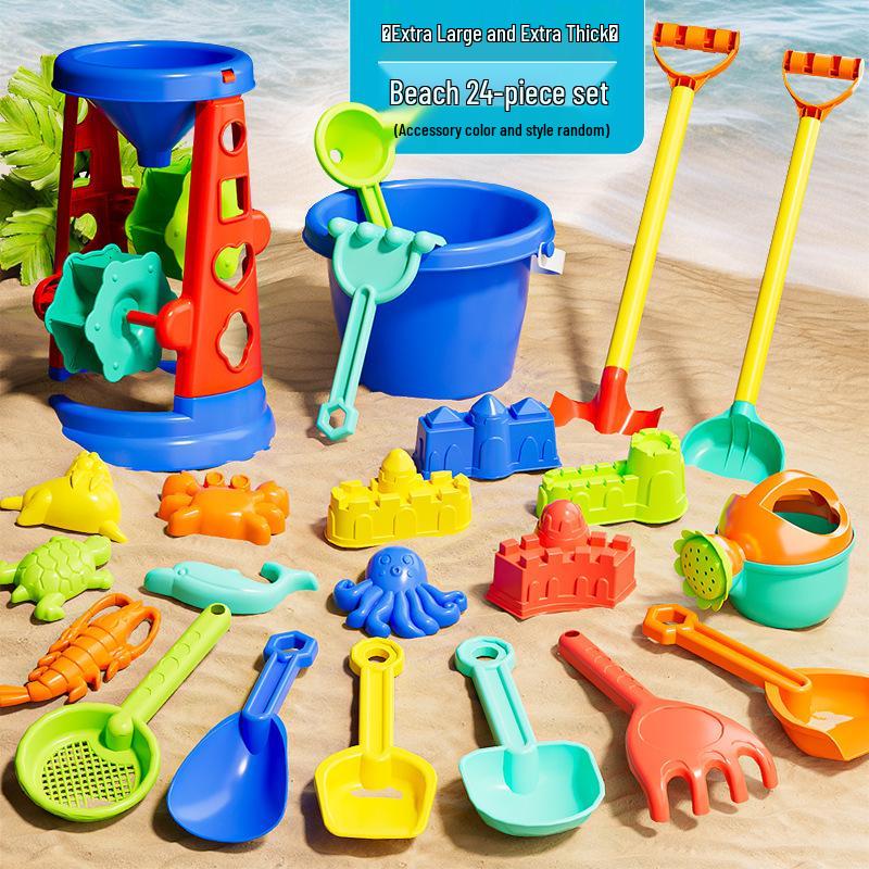 Seaside Sand Play Set: Children's Beach Toys with Shovel, Sand Timer, and Car Bucket
