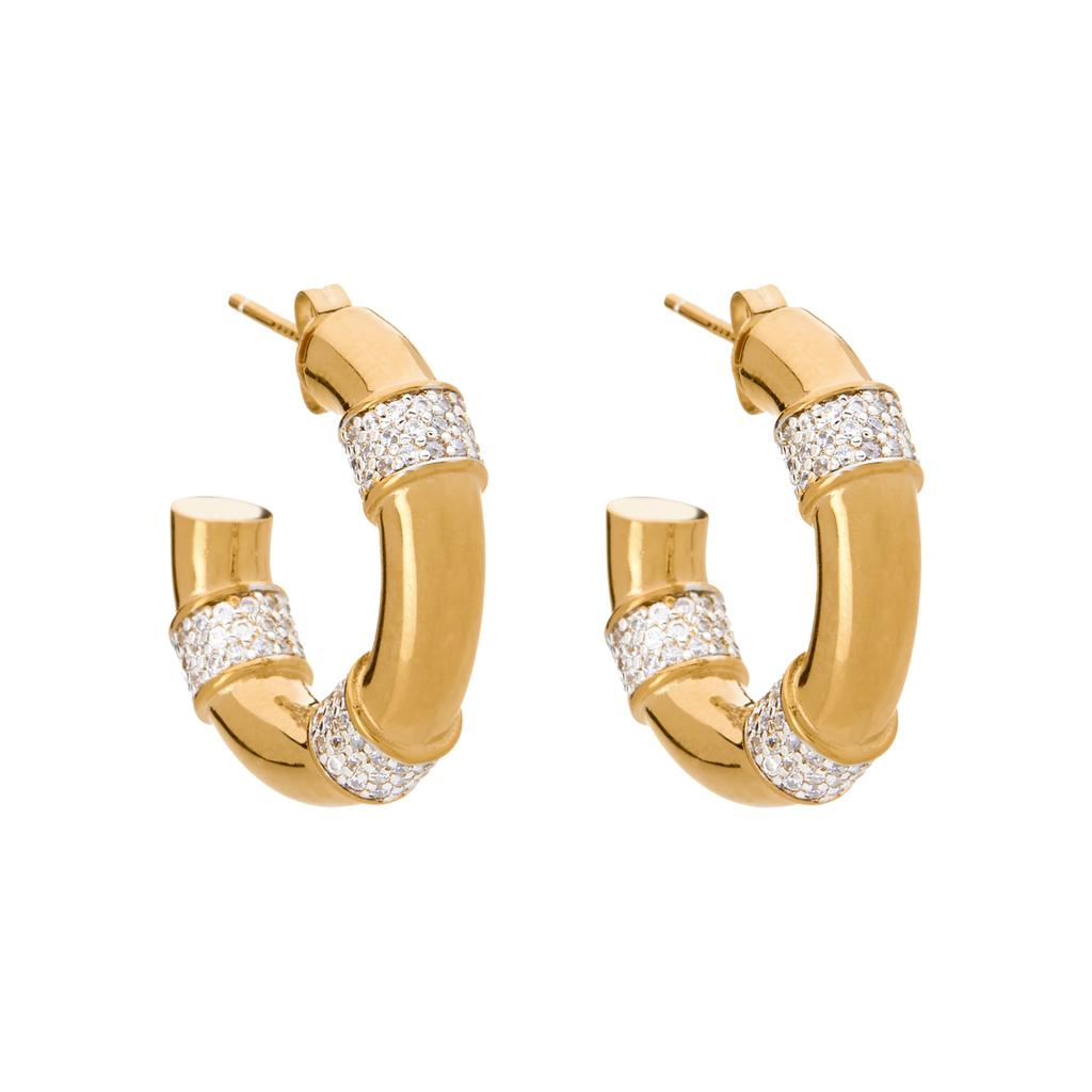 CRMYA Gold Plated Hoop Earrings For Women Classic Cubic Zirconia Piercing Women's Big Hoop Earrings Set Jewelry