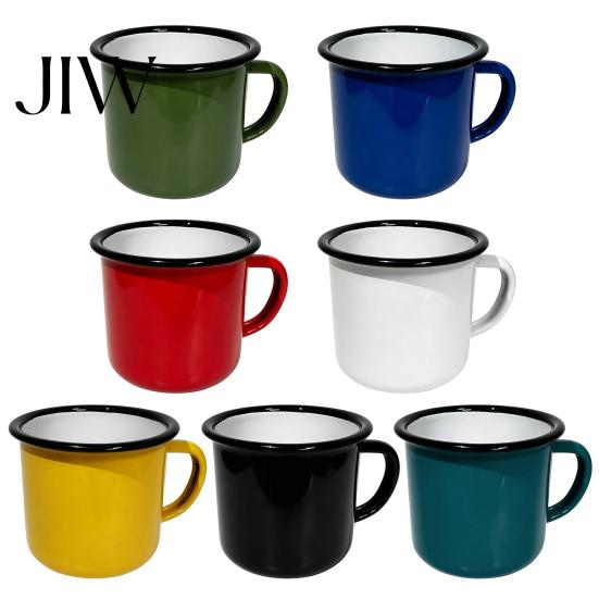 Portable Travel Cup Retro Enamel Coffee Mug, 360ml Vintage Colorful Tea Cup, Camping Enamelware Nostalgic Style Drinkware for Office And Home Use