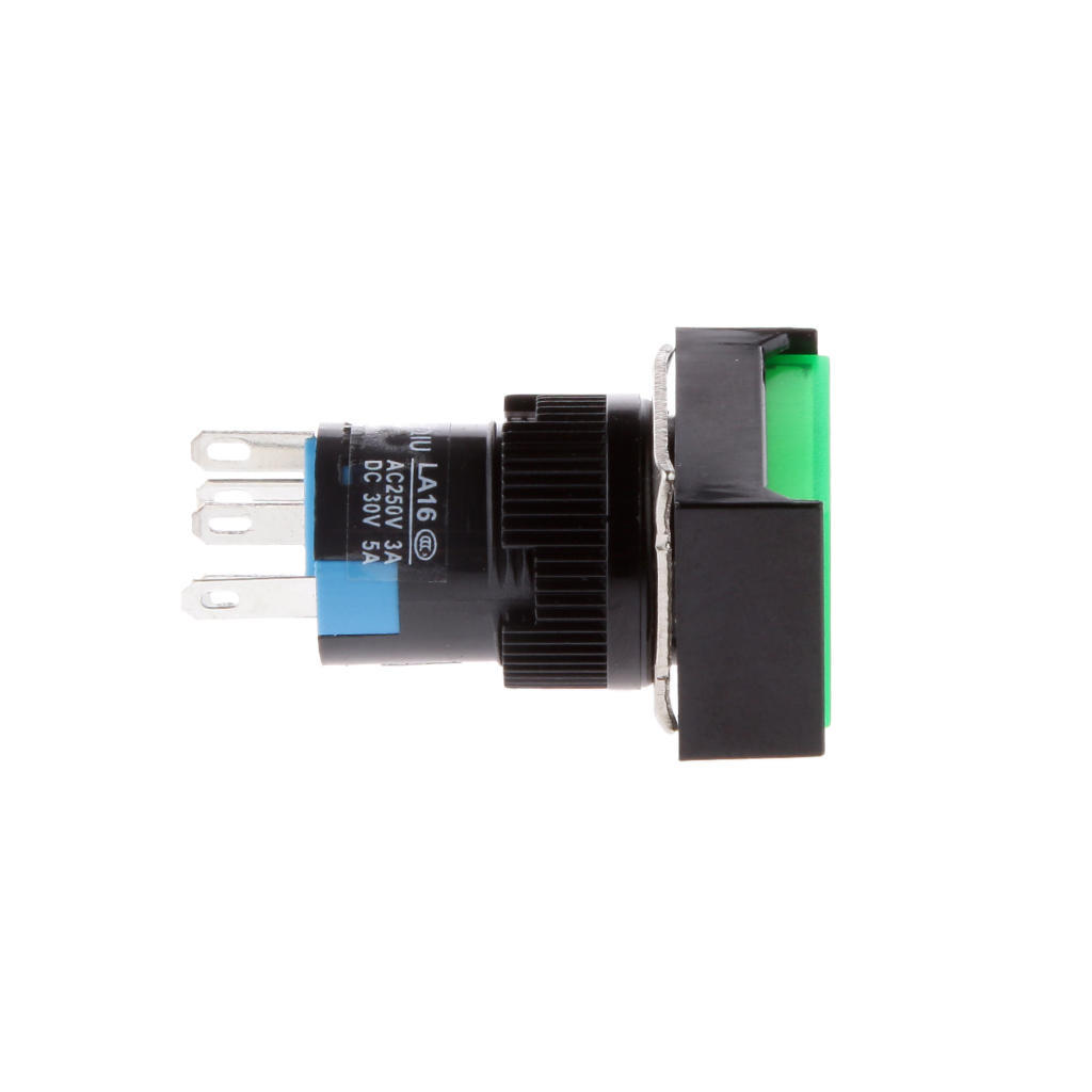 2 Pieces DC 12 Button Momentary Self Square Switch with 5 Pin 16mm Green