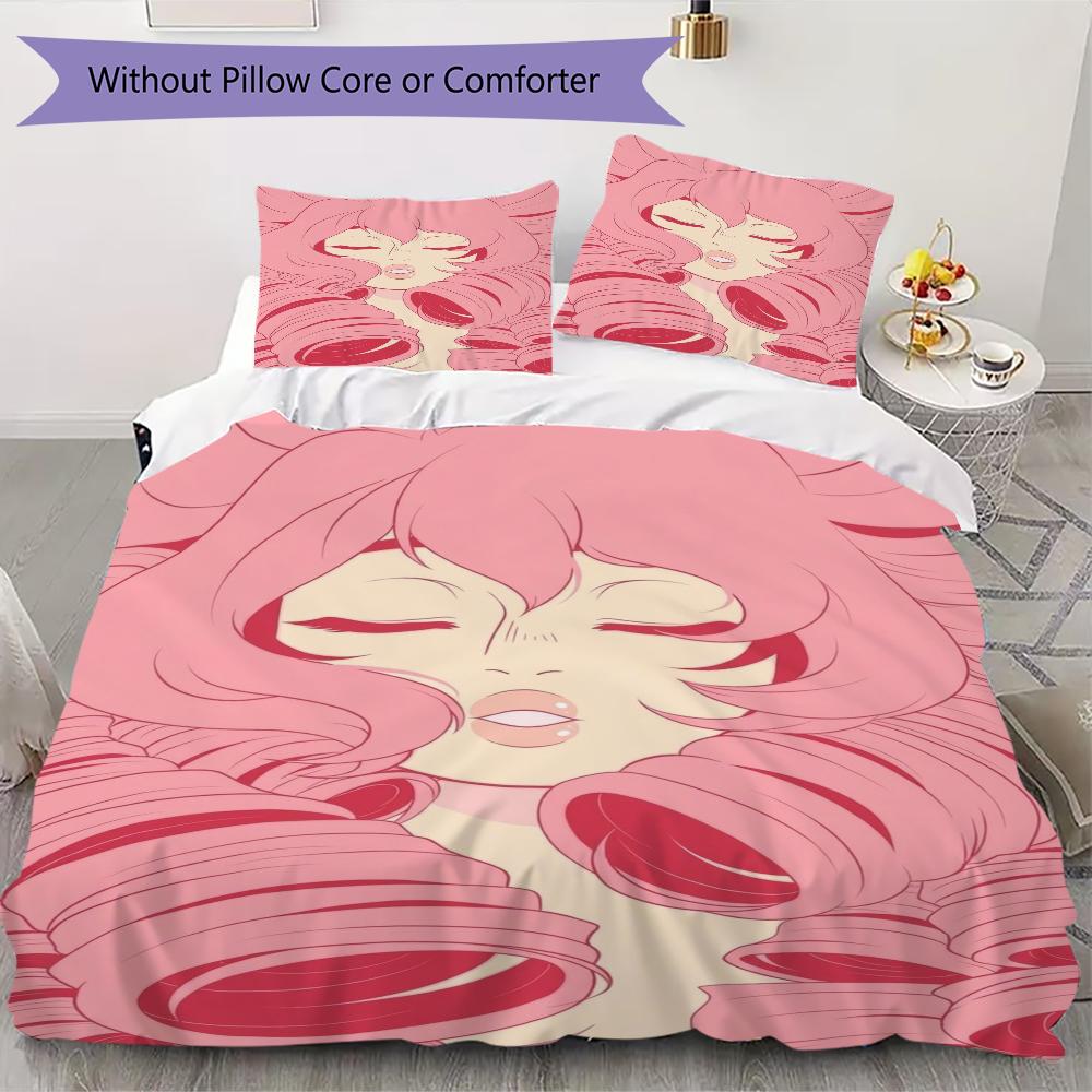 Rose Quartz Pattern Bedding uilt Set uilt Cover Pillowcase Home Decoration Birthday Gift (1 * duvet cover + 2 * pillowcase without core)
