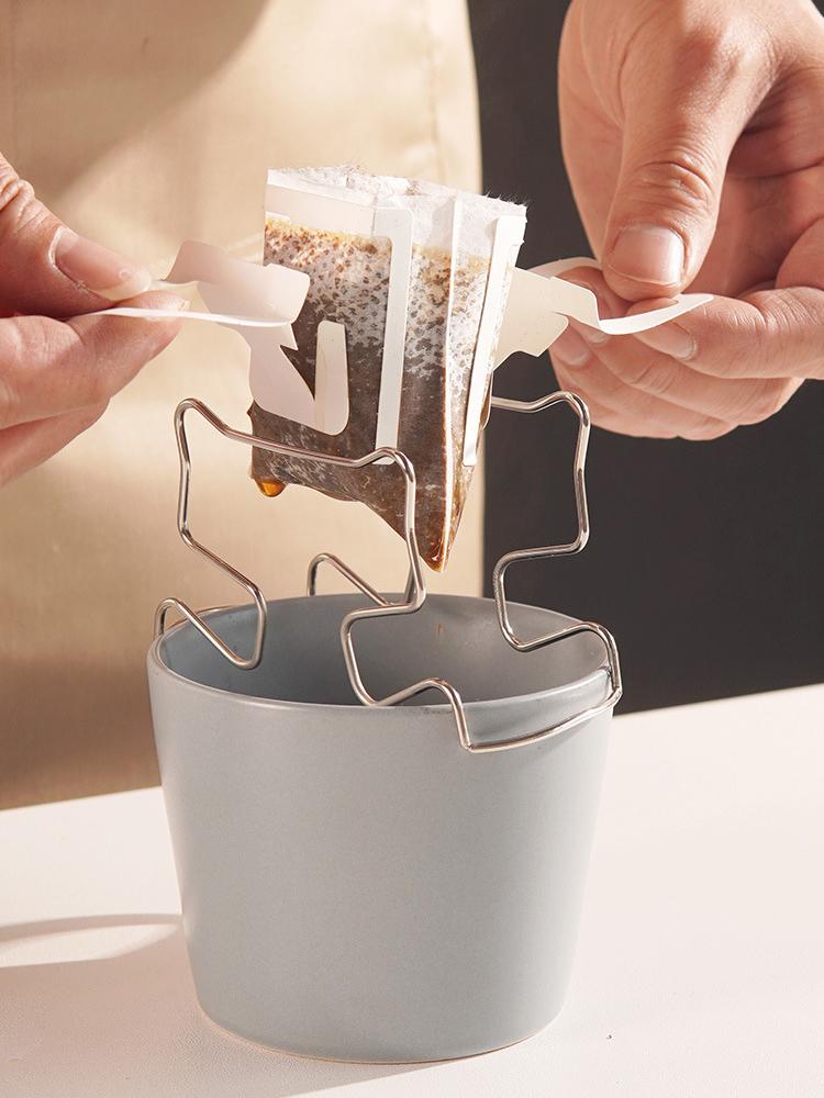 Portable Stainless Steel Coffee Filter Paper Holder Hand Brewed Hanging Ear Design Kitchen Storage Organizer