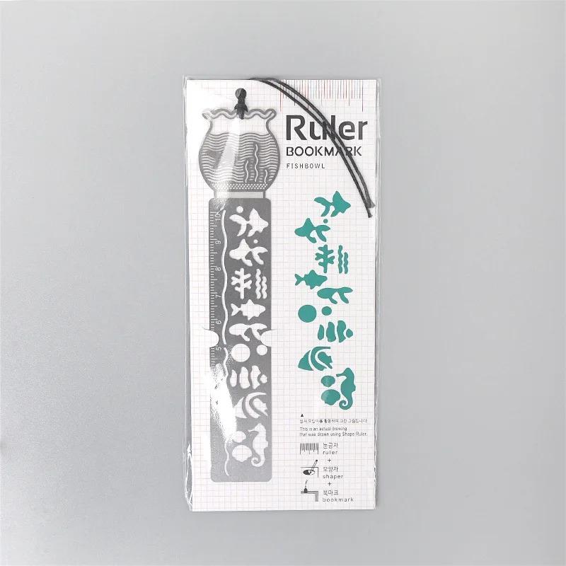 

1Pcs Korean Metal Bookmark with Scale Student Multi-function Drawing Creative Mini Painting Ruler Drawing Board School Supplies
