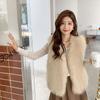 Womens Faux Fur Vest 2025 Winter Short Sleeveless Puffer Style Outerwear In Beige Black Cream Gray