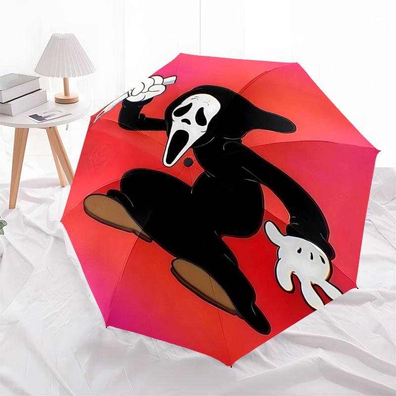 

Scream Ghostface Umbrella: Automatic Opening/Closing, Foldable Design, 8-Rib Iron Frame, Outdoor Use, Festival Gift for Fans and Travelers01
