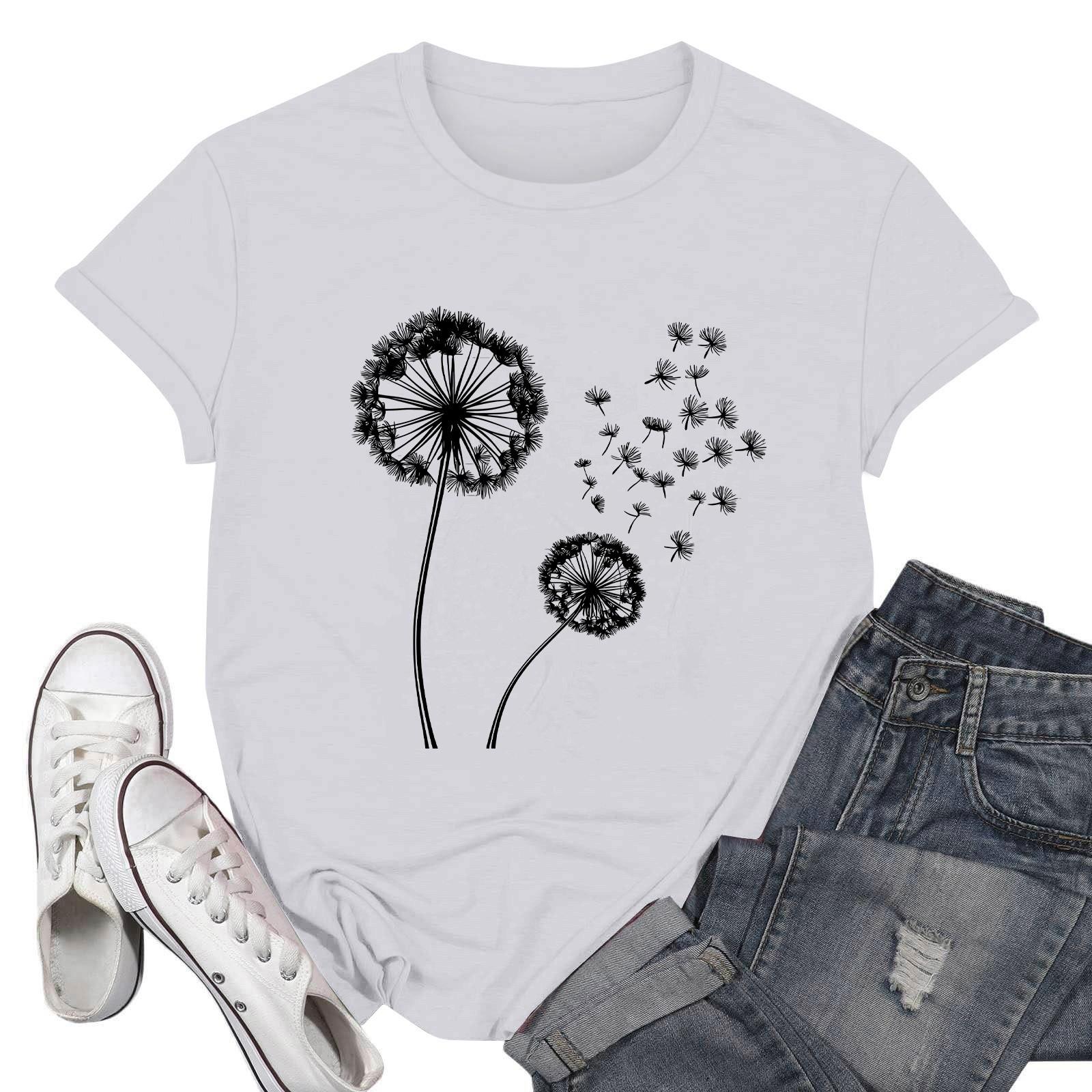 

Женские модные повседневные пуловеры с короткими рукавами и круглым вырезом с принтом XL белый