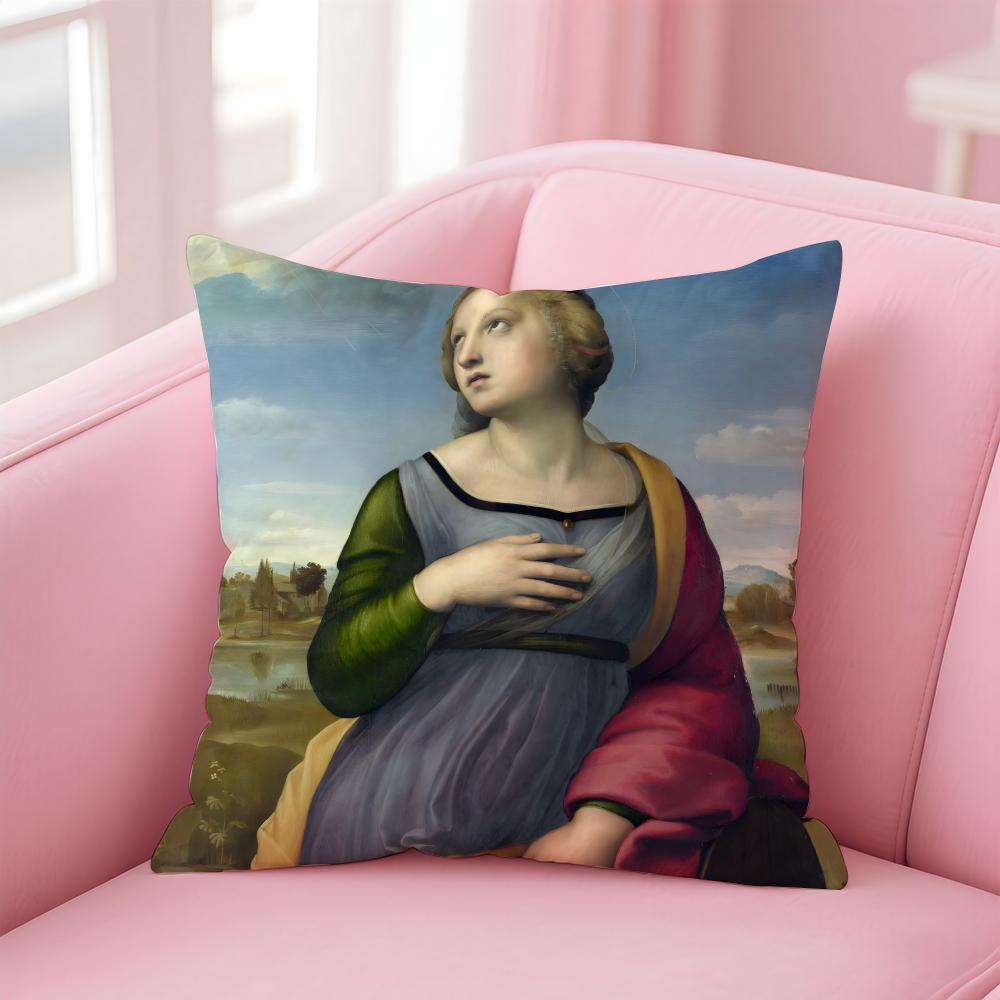 Classical RRaffaello Santi Cushion Cover Pillow Case Ultra Soft Skin Friendly Fabric Cloud Like Comfort  Concealed Zipper