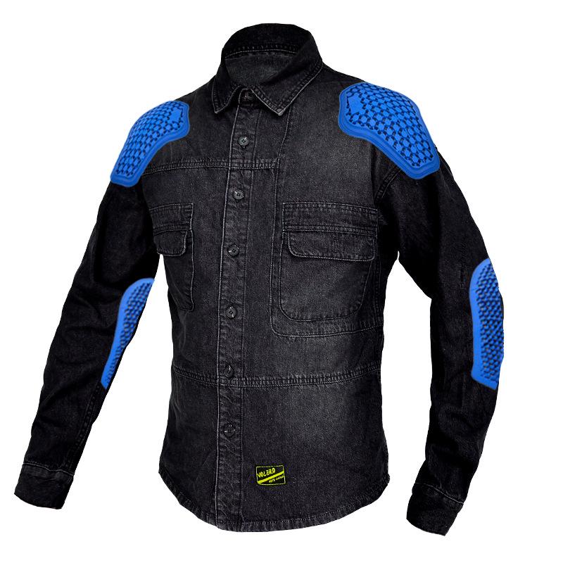 VOLERO Unisex Retro Black Denim Motorcycle Jacket - Anti-fall Assault Shirt