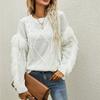 Women's Sweater Casual Round Neck Knit Solid Color Long-sleeved Tassel Pullover