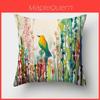 Stunning Bird Flower Pillow Case With Watercolor Design For Stylish Living Room Decor