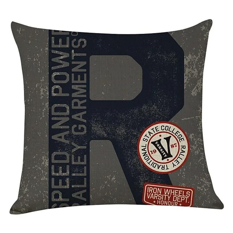 Vintage Classic American English Letters Linen Pillow Covers Bar Sofa Red Double Bed Cushions Covers 40X40 45X45 Home Decor