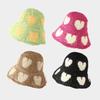 Handmade Bucket Hat Elegant Colorful Decorated Cloches Style for Women Party Heart Hat Cloche Lady Knitted Bucket Hat